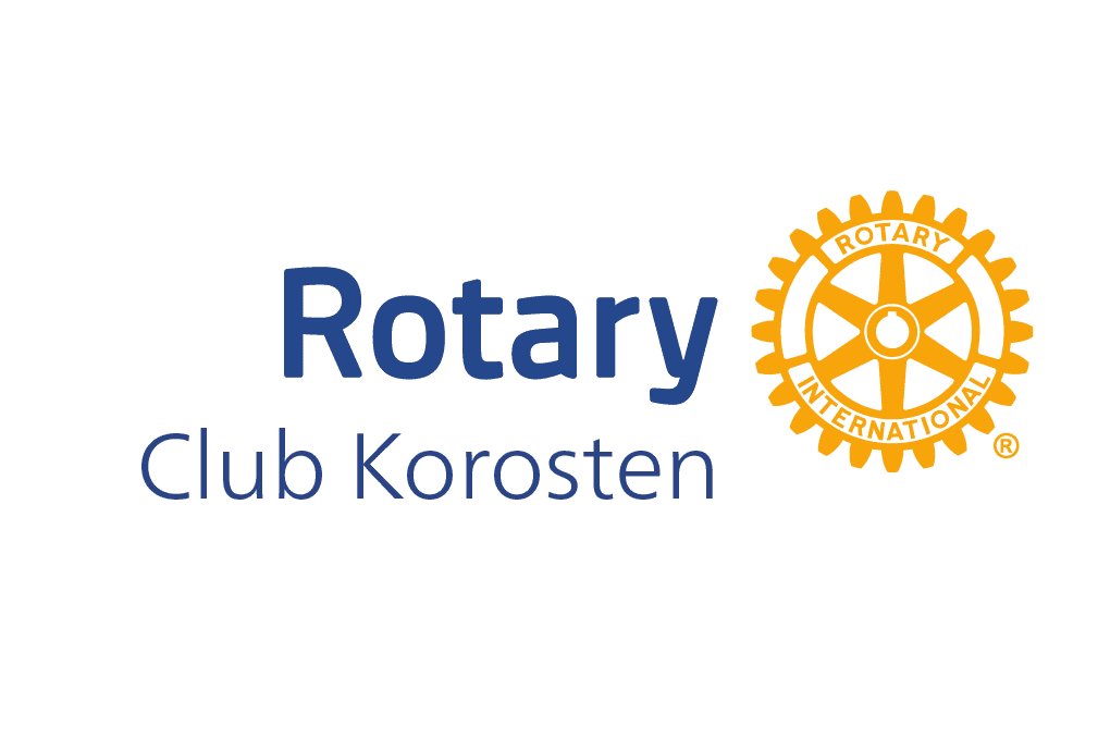 Rotary club korosten logo on a green background