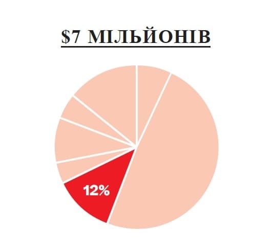A pie chart that shows the percentage of people living in the country